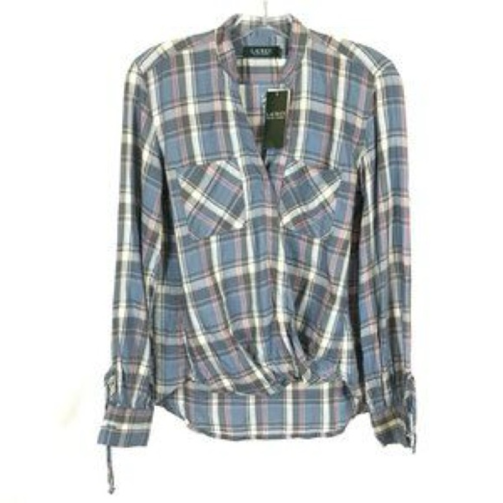 Lauren Ralph Lauren Blue and White Plaid Shirt